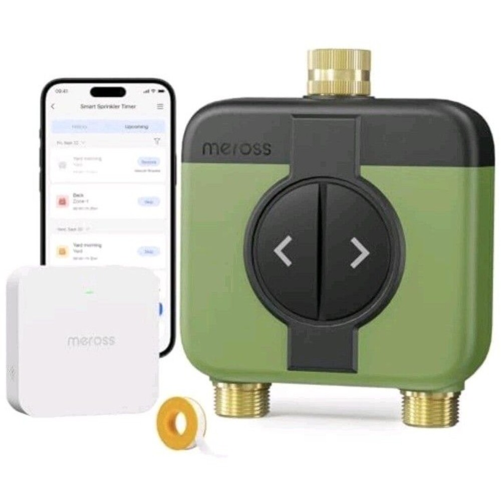 Meross Smart Sprinkler Timer Model MST200 Green Black Dust And Waterproof